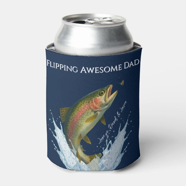 Flipping Awesome Dad kids names Can Cooler (Can Front)