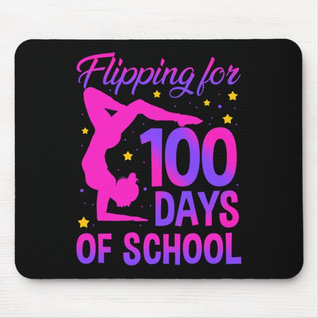 Flipping For 100 Days Of School Gymnastics Gymnast Mouse Pad (Front)