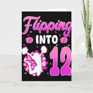 Flipping Into 12 Cheerleader 12th Birthday Girl Ch Card