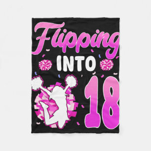 Flipping Into 18 Cheerleader 18th Birthday Girl Ch Fleece Blanket