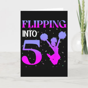 Flipping Into 5 Cheerleader 5th Bday 5 Years Old Card