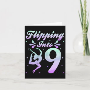 Flipping Into 9 Gymnast Gymnastics 9th Birthday Pa Card