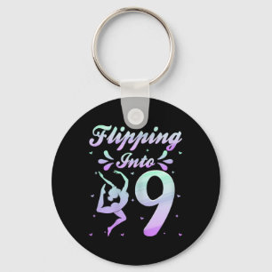 Flipping Into 9 Gymnast Gymnastics 9th Birthday Pa Key Ring