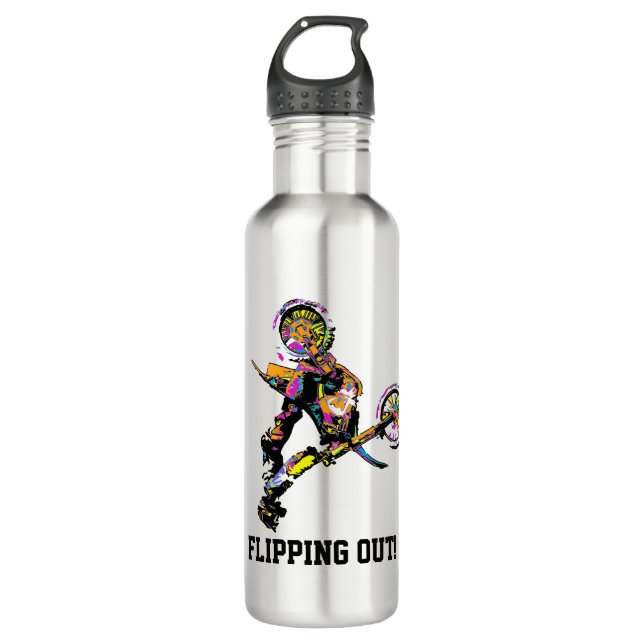 Flipping Out! - Freestyle Motocross Stunt 710 Ml Water Bottle (Front)
