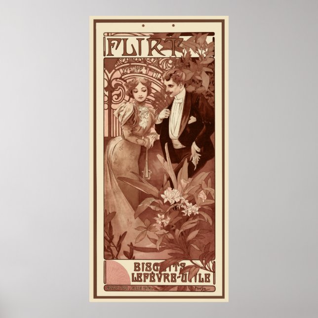 Flirt by Alphons Mucha Poster (Front)