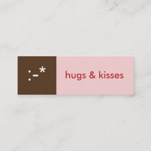 Flirt card pink brown hugs kisses emoticon message