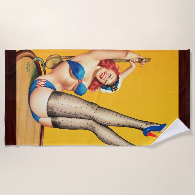 Flirt Pulp Cover by Peter Driben Beach Towel (Front)