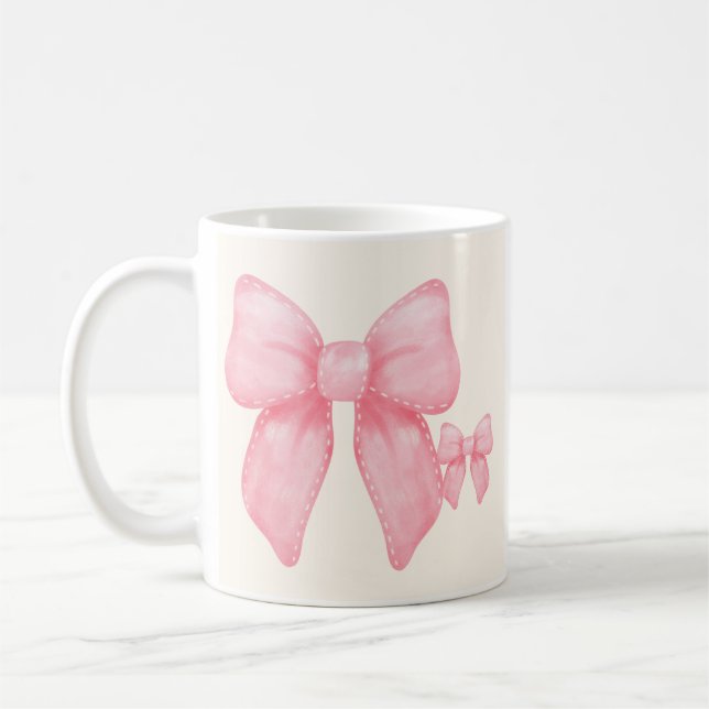Flirtatious Sips: Coquette Bow Coffee Mug (Left)