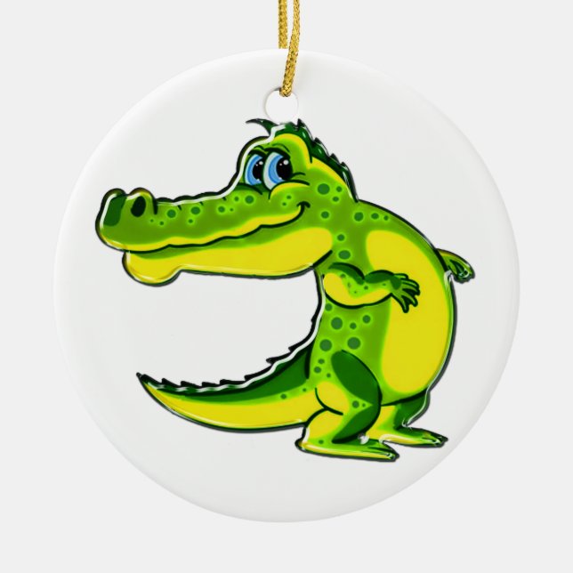 Flirting Crocodile Ceramic Tree Decoration (Front)