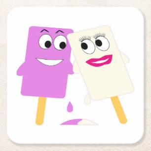 FLIRTING ICE CREAM POPS SQUARE PAPER COASTER