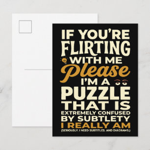 Flirting With Me Please Confused Puzzle Funny Postcard