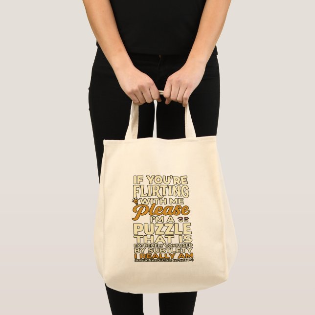 Flirting With Me Please Confused Puzzle Funny Tote Bag (Front (Product))