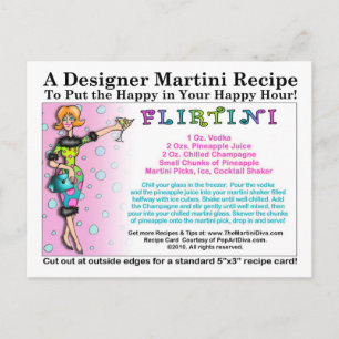 Flirtini Martini Recipe Postcard