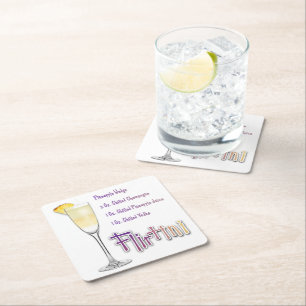 Flirtini Pineapple Mimosa Cocktail Recipe Art Square Paper Coaster