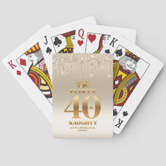 flirty 40 and naughty ,gold metallic glitters  playing cards