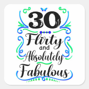 Flirty Absolutely Fabulous Vintage 30th Birthday Square Sticker