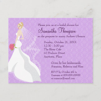 Flirty Blonde Lilac Bridal Shower Invitation