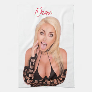 Flirty blonde Thunder_Cove Tea Towel