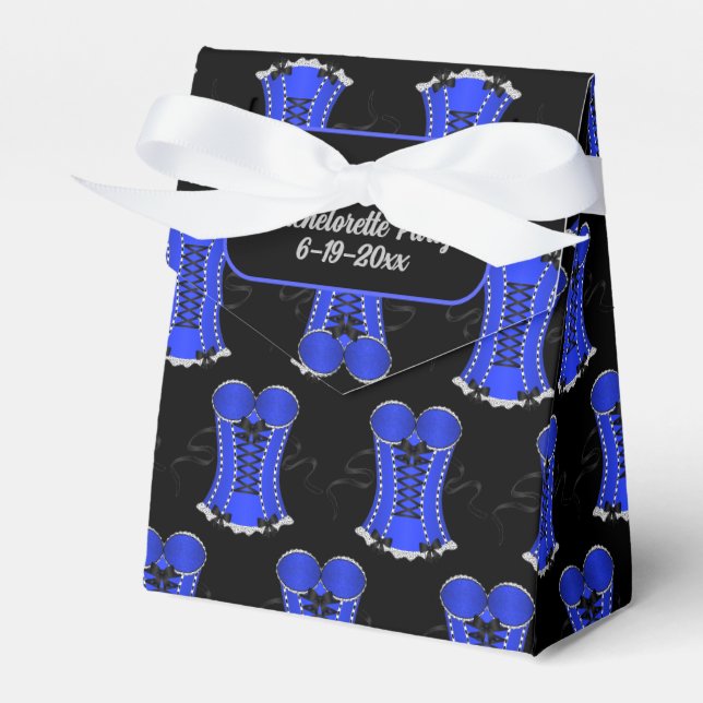 Flirty Blue Corset Tent Favour Box (Front Side)
