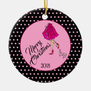 Flirty Christmas Ceramic Ornament