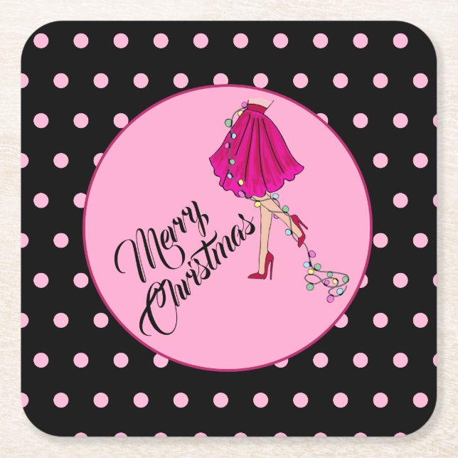 Flirty Christmas Paper Coaster (Front)
