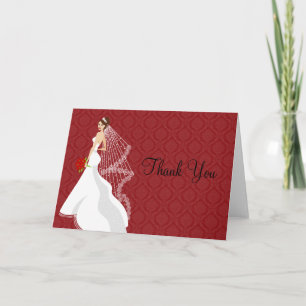 Flirty Crimson Bridal Shower Thank You Card