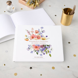 Flirty Floral Meadow Summer Wedding Guest Book