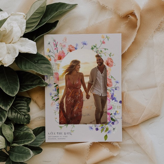 Flirty Floral Meadow | Summer Wedding Photo Save The Date (Creator Uploaded)