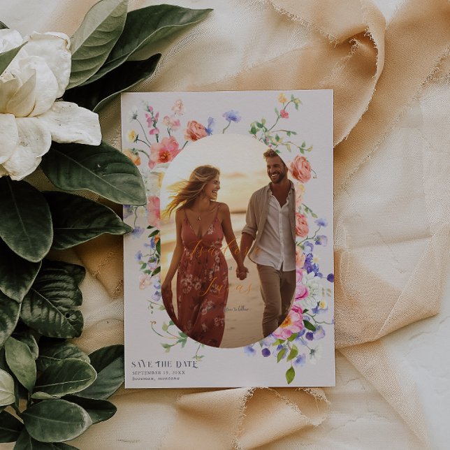 Flirty Floral Meadow | Summer Wedding Photo Save The Date (Creator Uploaded)