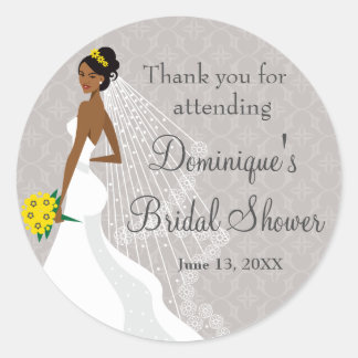 Flirty Grey Bridal Shower Thank You Classic Round Sticker