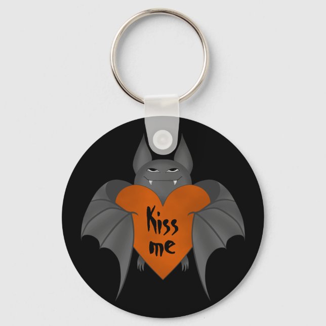 Flirty Halloween funny vampire bat Key Ring (Front)