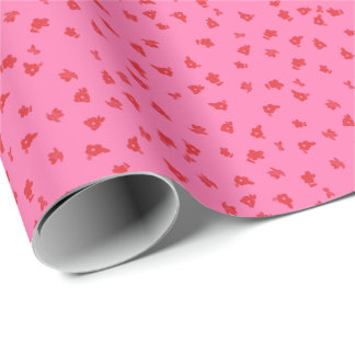 Flirty Hot Pink and Red Floral Wrapping Paper
