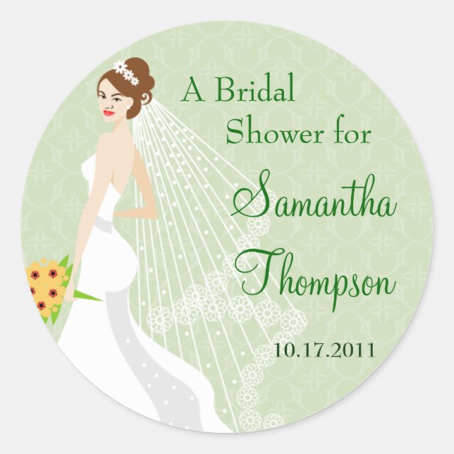 Flirty Jade Bridal Shower Sticker (Front)