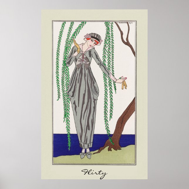 Flirty Lady Vintage Art Deco Fashion  Poster (Front)