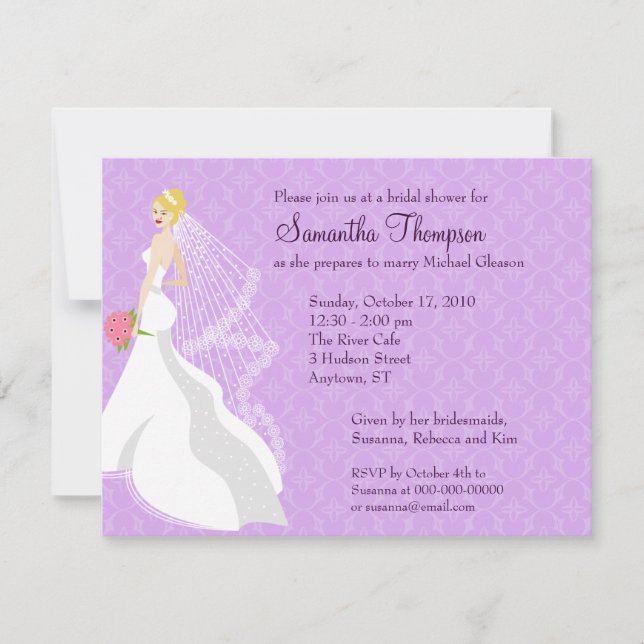 Flirty Lilac Bridal Shower Invitation (Front)