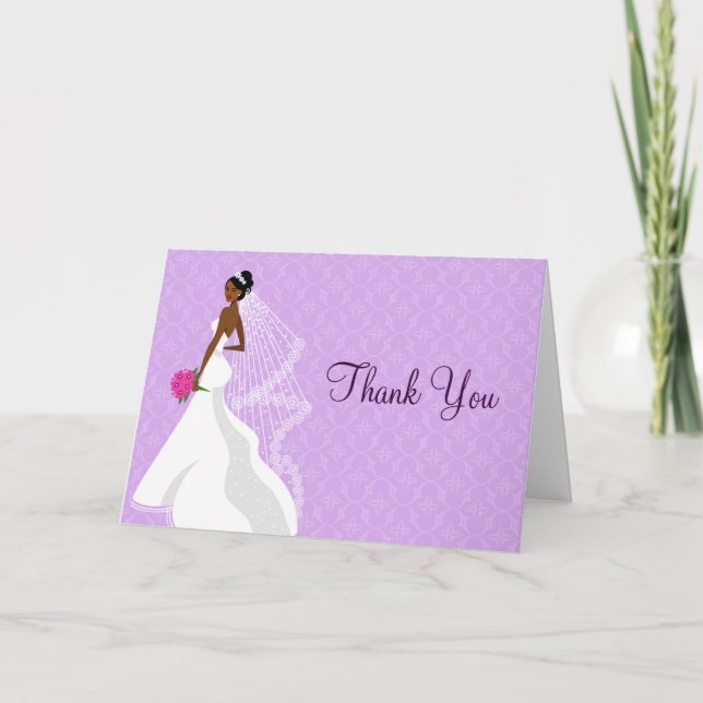 Flirty Lilac Bridal Shower Thank You Card (Front)