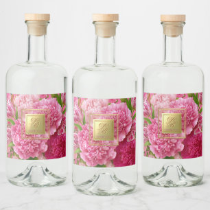 Flirty Pink and Green Monogram Mini Bottle Labels