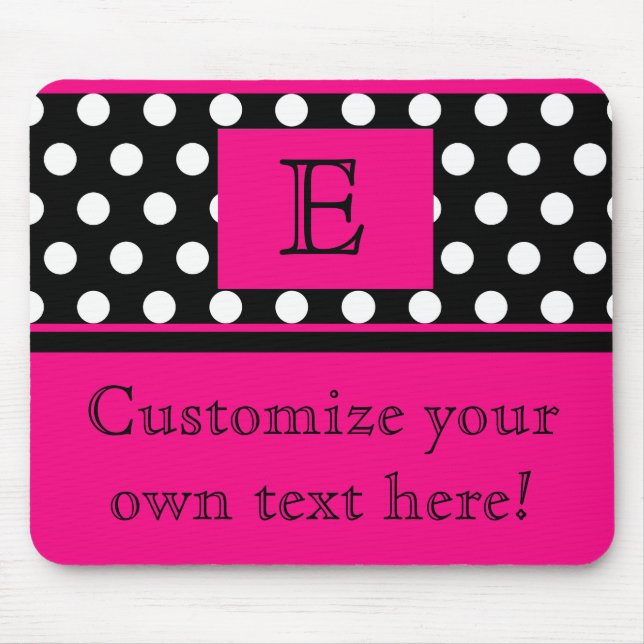 Flirty Pink and polka Dot Monogram mousepad (Front)