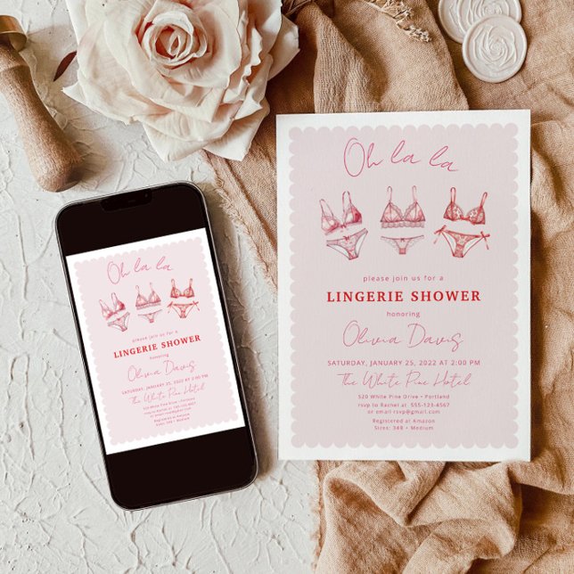 Flirty Pink Lingerie Bridal Shower Bachelorette Invitation (Creator Uploaded)