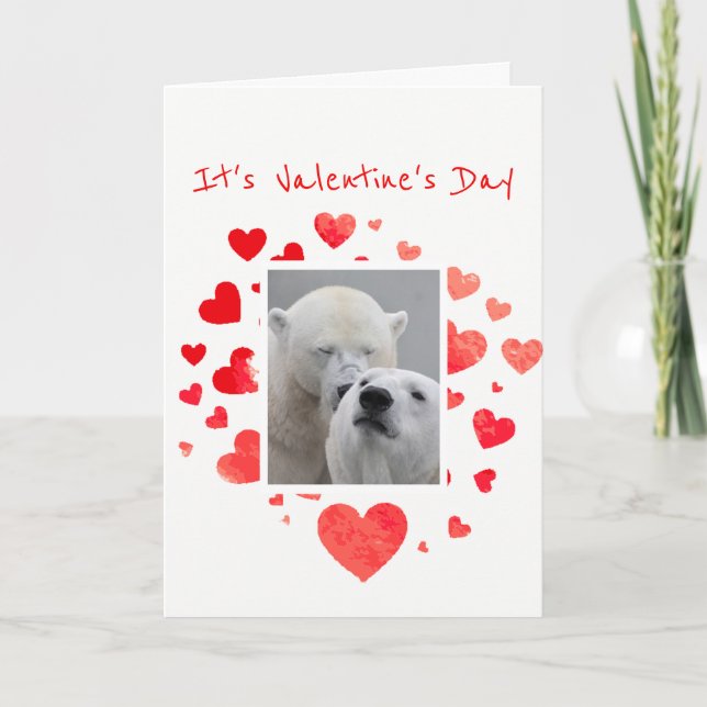 Flirty Polar Bears Make Valentine's Day Special Holiday Card (Front)