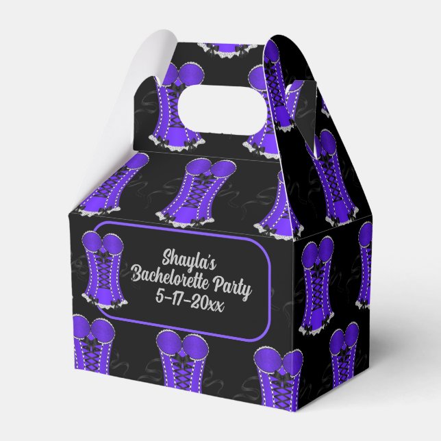 Flirty Purple Corset Gable Favour Box (Front Side)