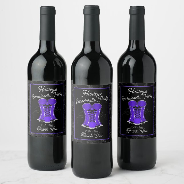 Flirty Purple Corset Wine Label (Bottles)