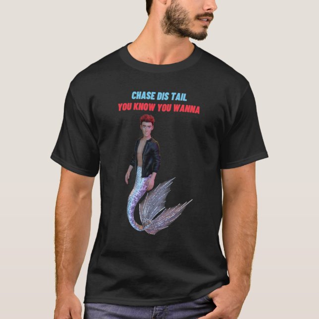 Flirty Quote Featuring Merman In Leather Jacket T-Shirt (Front)