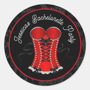 Flirty Red Corset  Classic Round Sticker