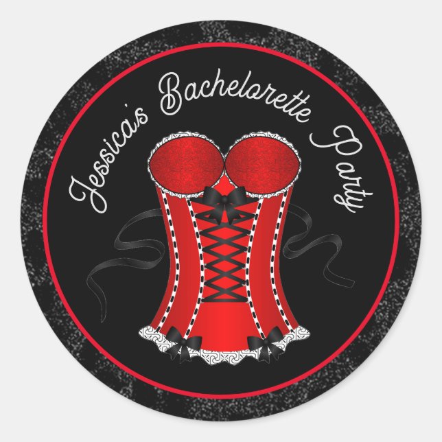 Flirty Red Corset  Classic Round Sticker (Front)