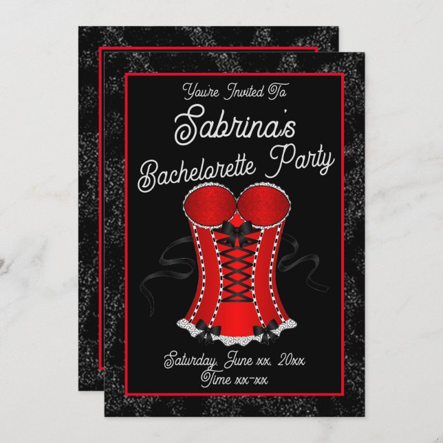 Flirty Red Corset  Invitation (Front/Back)