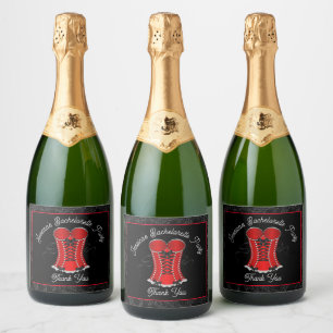 Flirty Red Corset  Sparkling Wine Label