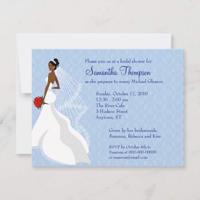 Flirty Sapphire Bridal Shower Invitation (Front)
