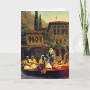 Flirty Woman on a Boat Ride in Old Constantinople Card