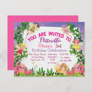 Flitteriffic Pink Magical Fairy Land 3rd Birthday Invitation